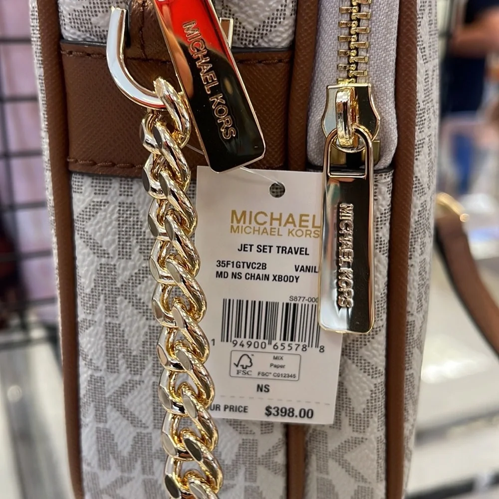 MICHAEL KORS  Jet Set Travel Medium Logo Crossbody Flight Bag # 35F1GTVC2B NWT